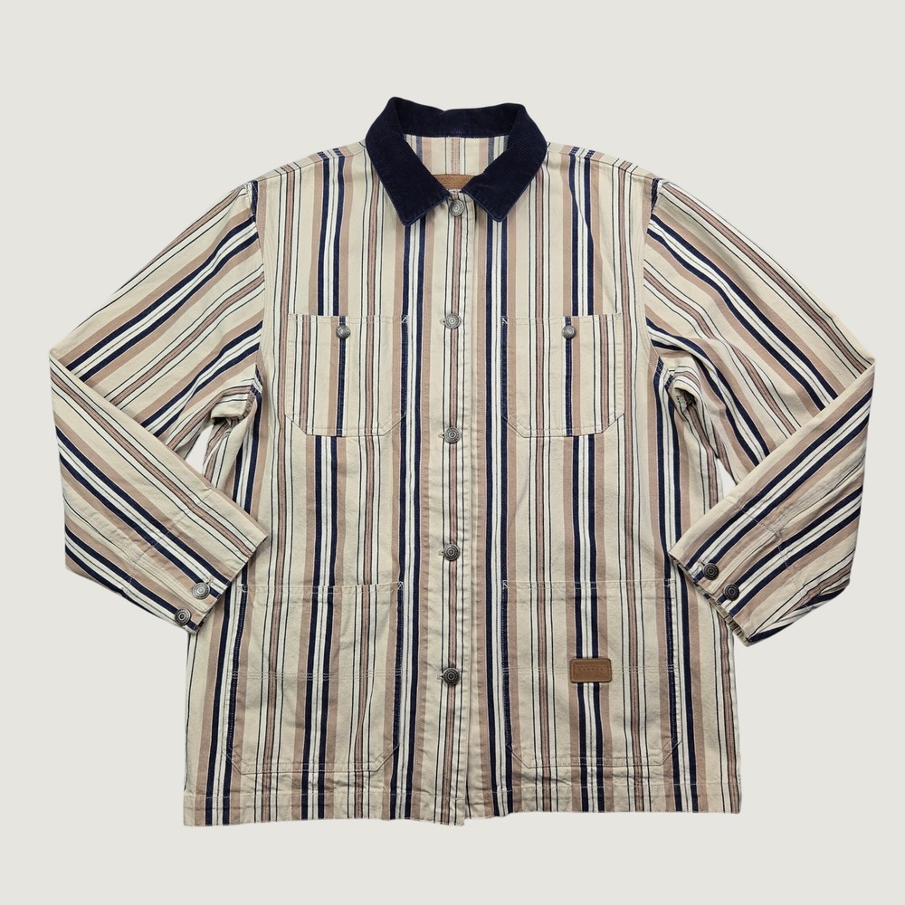 Vintage 90s Lauren Ralph Lauren Women's M Striped Canvas Chore Coat Barn Jacket